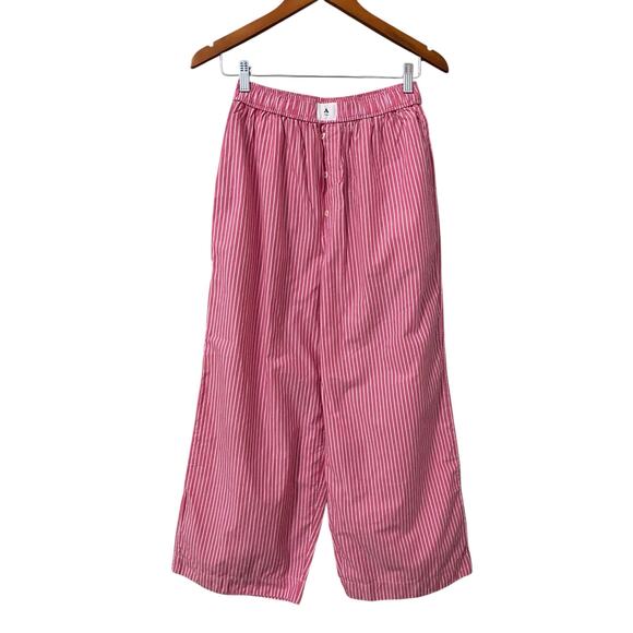 Anthropologie The Wren Boxer Pants Small Petite SP Pink Stripe Wide Leg Lounge - Picture 12 of 13